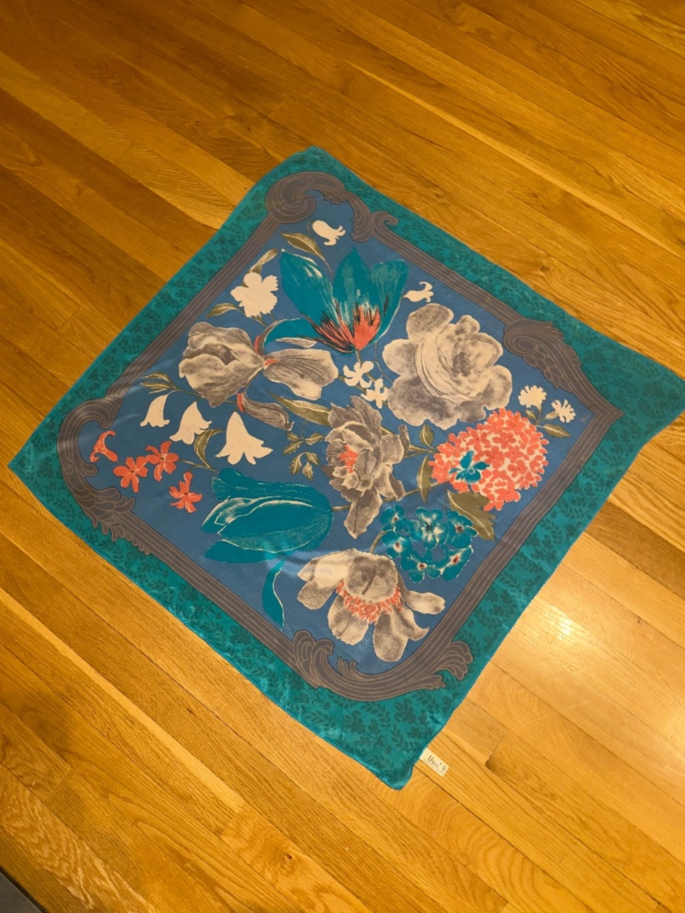 Vintage Vera Neumann Floral Silk Square Scarf